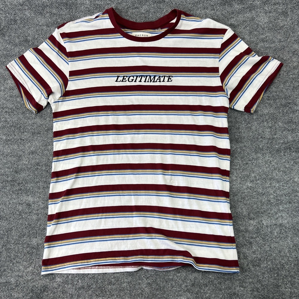 PACSUN Women's‎ Size M Medium T-Shirt Horizontal Lined Red & White "Legitimate"